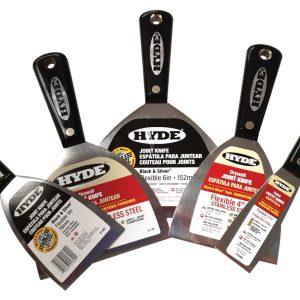 TradeMark Hyde joint knife collection with black handle and stainless steel ends