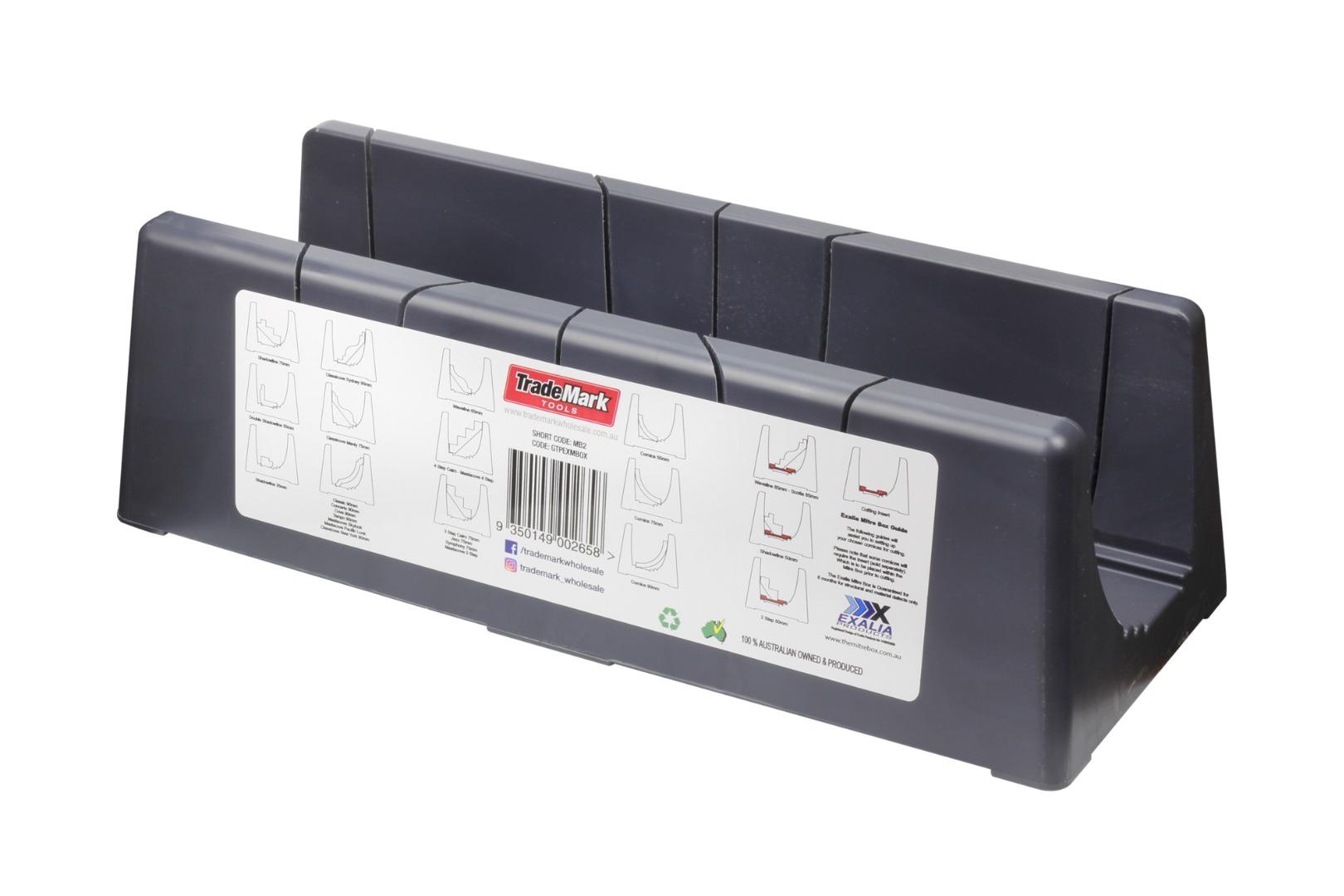 TradeMark charcoal plastic mitre box on white background