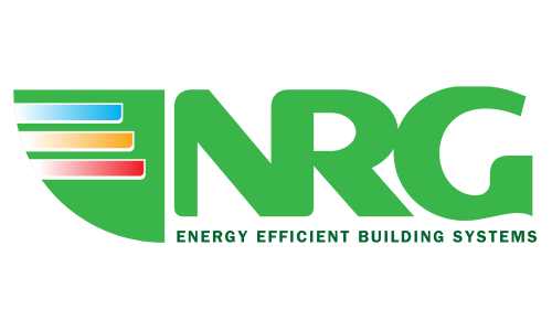 NRG logo in green with tagline energy efficient building systems on a white background