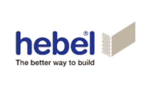 Hebel logo in colour with tagline the better way to build