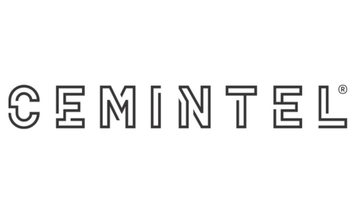 Cemintel logo black with white background