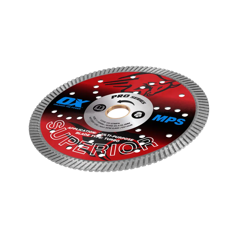 Ox Pro Tools MPS GP Turbo Superior Diamond Blade 7 inch on transparent background